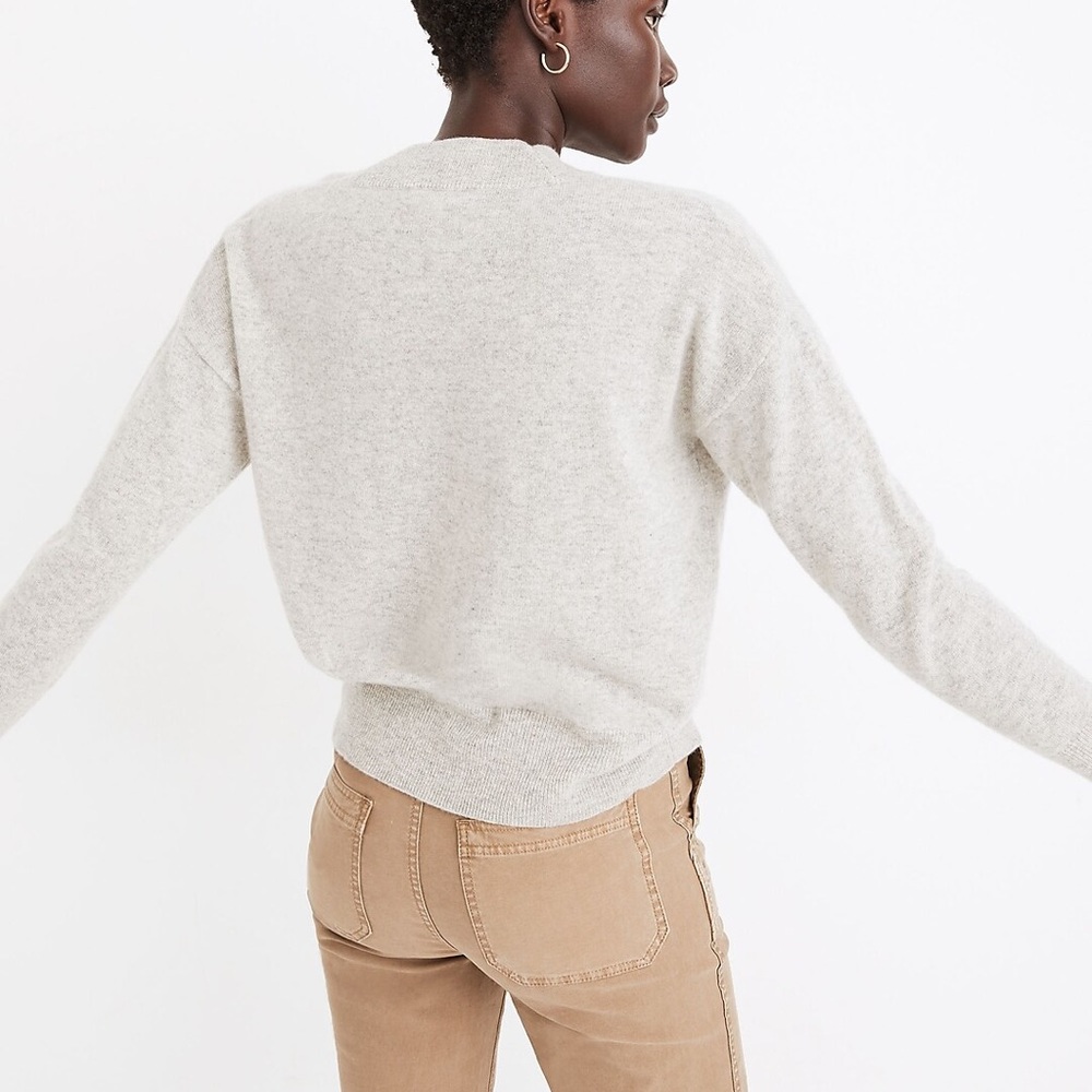 Madewell 100% Cashmere V-Neck Sweater Pullover Heather Shadow Gray MA707 XXS - Picture 5 of 13